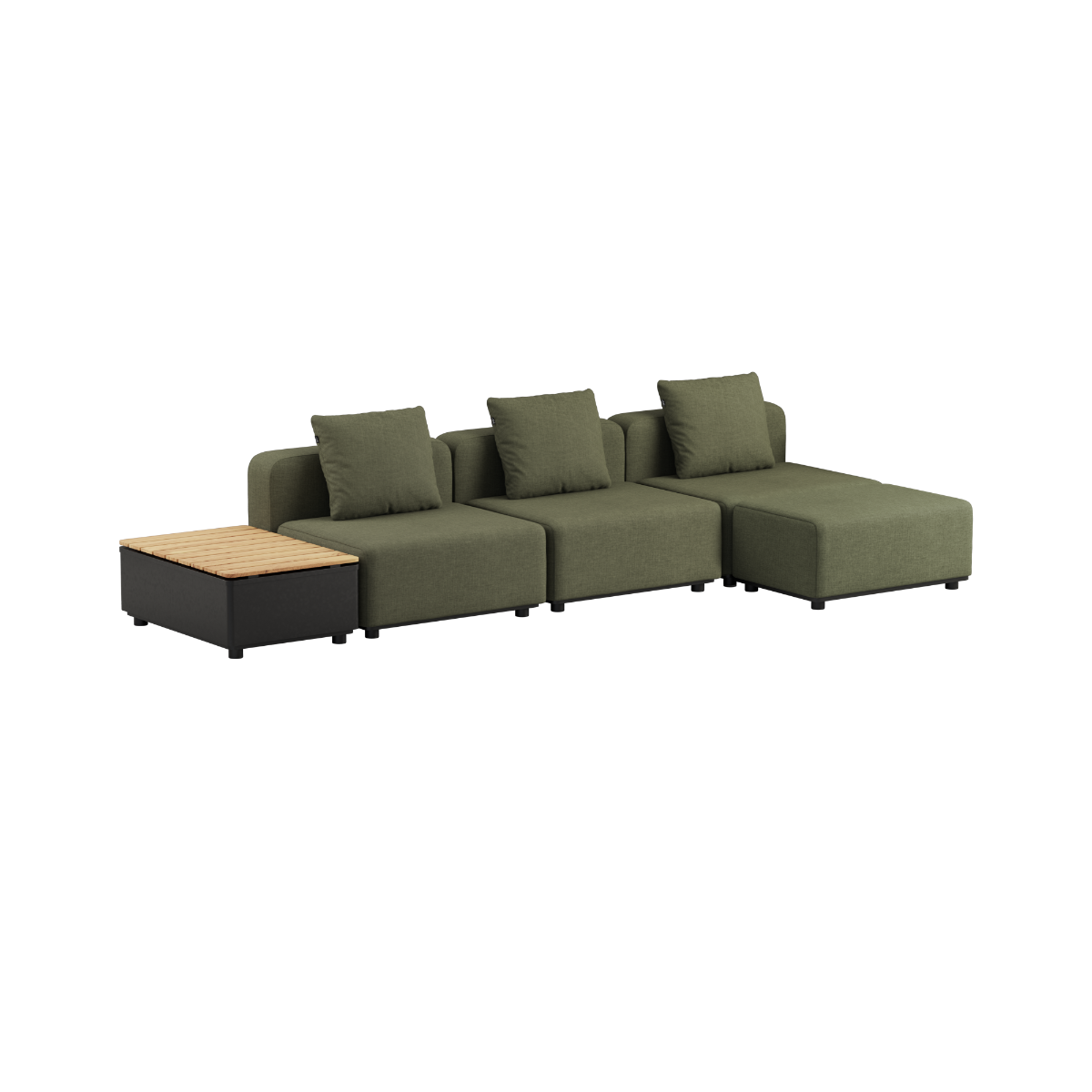 SACKit Cobana Lounge Sofa - 3 seater w/ Patio Storage Table - Kirra Olive