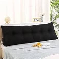 TAUIANE Large Triangular Headboard Pillow with Head Roll Pillow, Backrest Positioning Support Bed Bolster Rest Reading Pillow with Removable Cover Soft Headboard Cushion,Black,L120×W20×H50cm