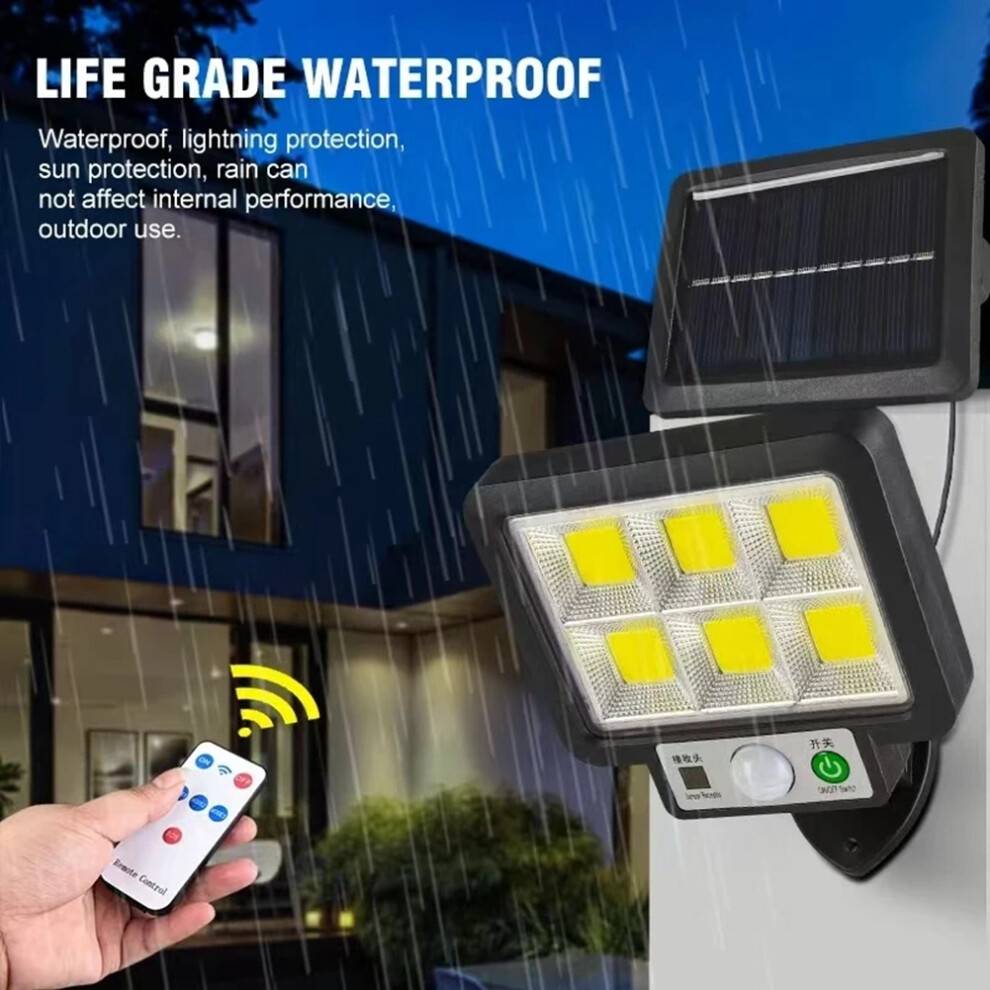 LED Solar Vägglampa 3 Lägen Vattentät Rörelsesensor Lampa Trädgårdsgata Solar Lampa för Garage Säkerhet Vägglampa