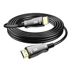 SinLoon Ultra 8K fiberoptisk HDMI-kabel 2.1 höghastighets HDMI-kabel 48Gbps 8K@60Hz 4K@120Hz DDC-stöd CEC HPD eARC kompatibel med HDTV Xbox Blu-ray Laptop Monitor Projektor (16FT)