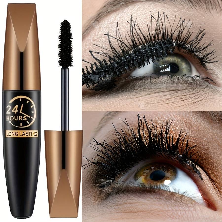 TEMU Fiber Mascara Waterproof Fast Drying Curling Eyelashes Extension Makeup Long Lasting Smudge Proof Mascara