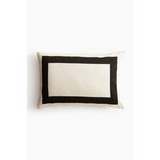 H&M Home - Pudebetræk i bomuldssatin - Lys Beige/Sort - size: 40x60