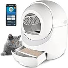 Self Cleaning Cat Litter Box, Automatic Cat Litter Box with APP Control Odor Removal Safety Protection for Multiple Cats