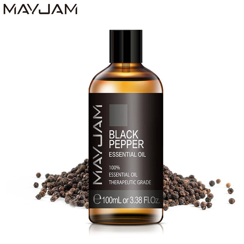 MAYJAM 100ml Svartpeppar eteriska oljor för att lindra muskelvärk Främjar matsmältningen Boost immunitet Sterilisering Massage Yoga