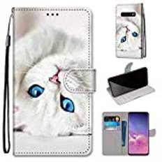 Samsung Galaxy S10-fodral, SATURCASE vackert PU-läder flip-magnet plånbok stativ kortplatser handrem skyddande fodral för Samsung Galaxy S10 (DK-3)