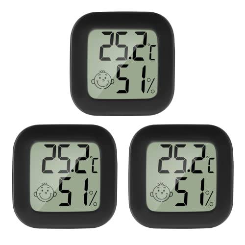 PAIRIER 3 st mini LCD-termometer digital inomhushygrometer temperatur hög precision bärbar fuktighet -50 ℃ ~ 70 ℃ 10 % ~ 99 % RH för vardagsrum lager babyrum (batteri ingår inte)
