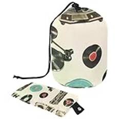 Eslifey Stor tunna dragsko sminkväska, skivspelare musik resa sminkväska bärbar sminkväska för smink organiseringsväska, flerfärgad, 9.9x6.9in/25.2x17.6cm
