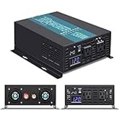 Power Inverter 1500W Pure Sine Wave Inverter 24V Backup Power Bank Inverter Solpanel Converter 12V/36V/48V/110 DC till 120/230/240 AC Ultrahög konverteringseffektivitet(12V)