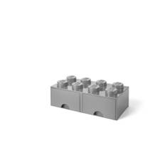 LEGO kasse 2x4 med 2 skuffer, medium stone grey fra Room Copenhagen