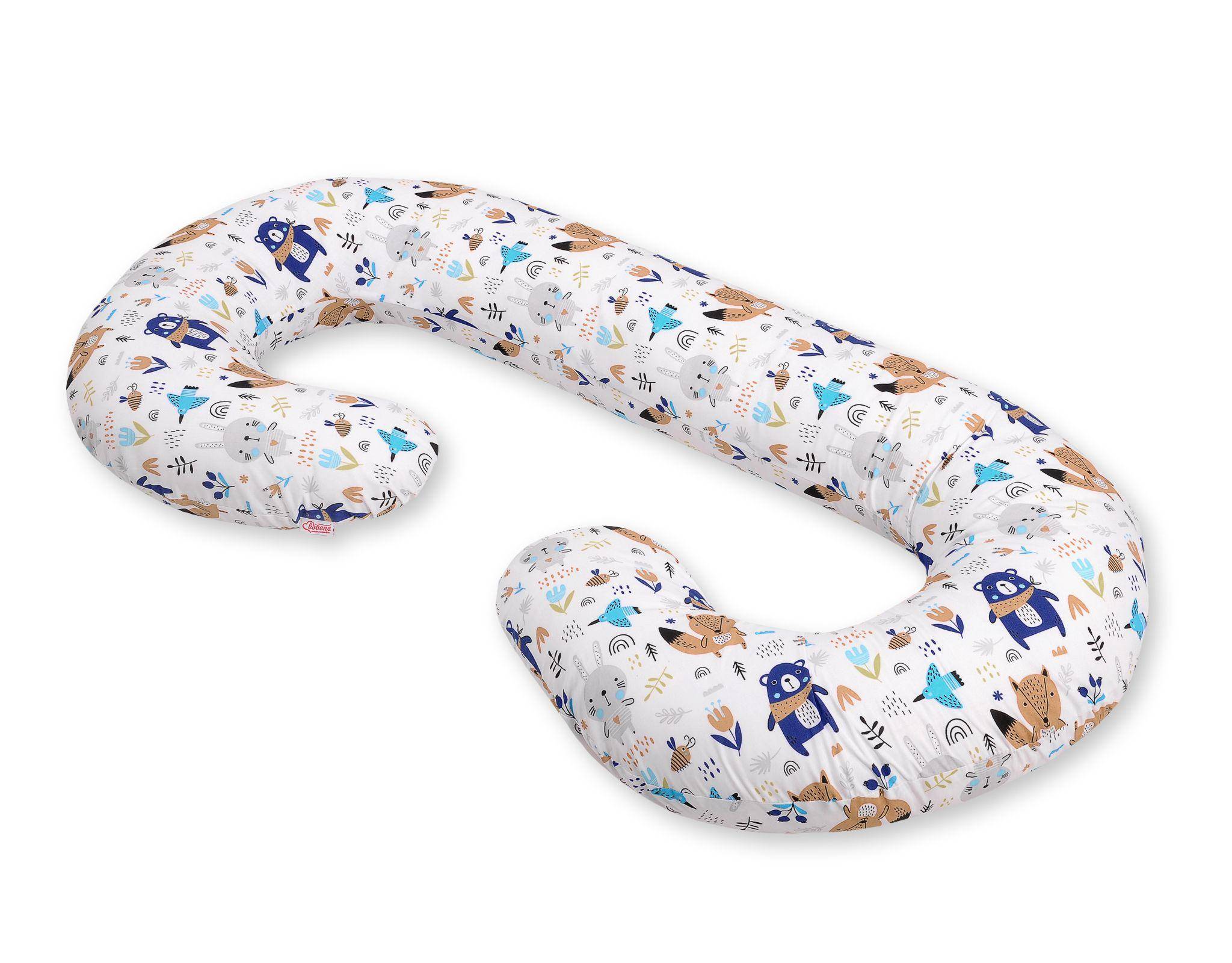 Pregnancy pillow type C removable cover pillow for pregnant women, for feeding - navy blue teddy bears