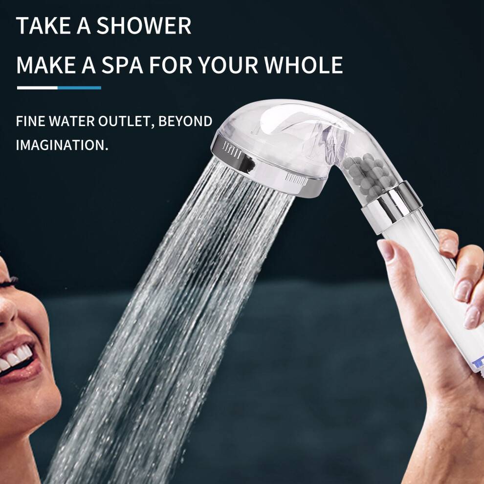 1 Set Negative Ions Bathroom Handheld Shower Water Saving Set with 3 Filters High Pressure Portable Shower Hand Shower