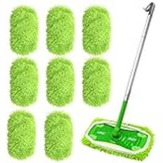 Kayuneed Återanvändbara golvtorkare överdrag – 8 stycken 29 x 24,5 x 3 cm våtservetter för Swiffer golvtorkare, Microfiber golvmopp ersättningsöverdrag för grundlig rengöring av din bostadsyta