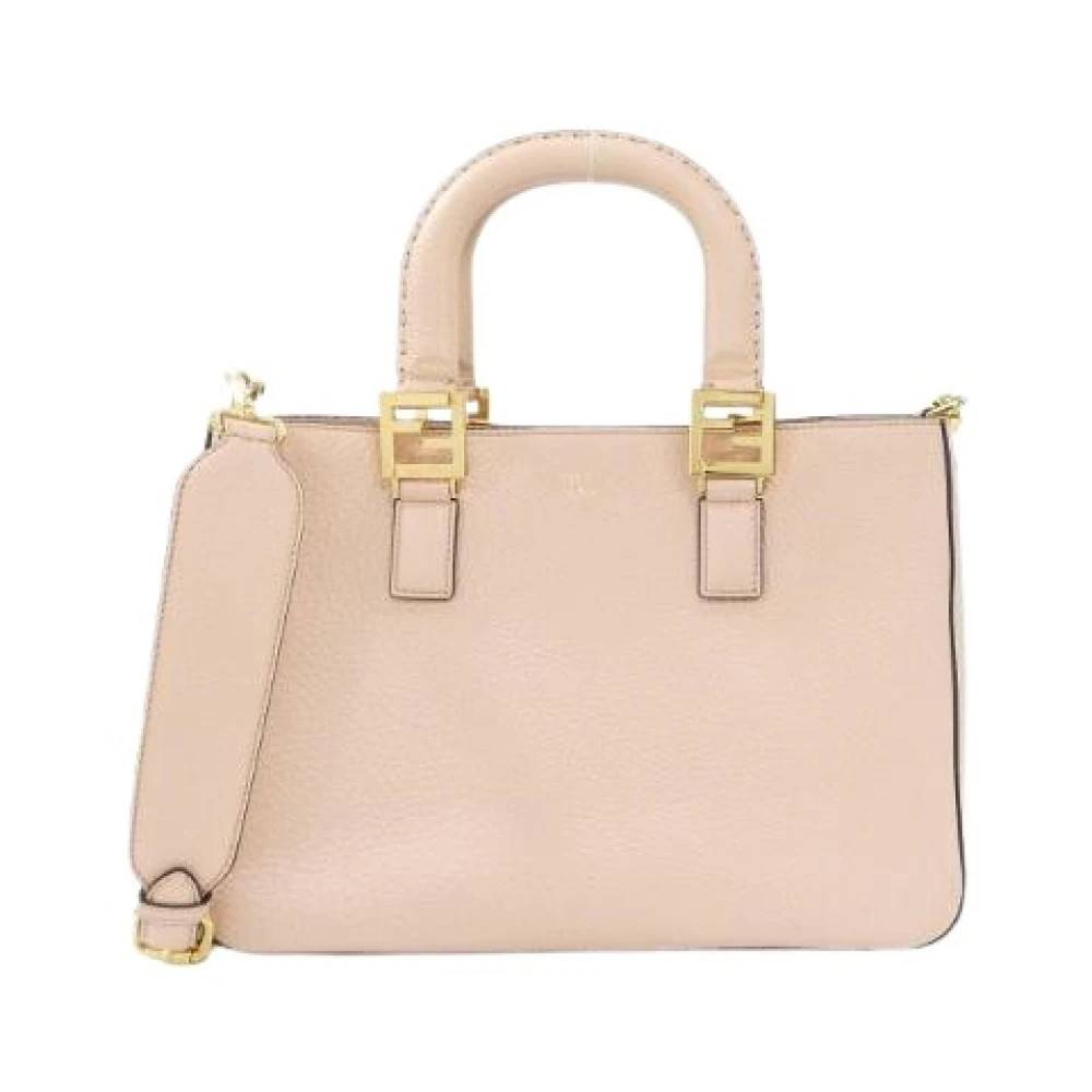 Fendi Vintage Pre-owned Selleria FF Tote Small Calf Tote Bag - Vintage - Dame - Lyserød - ONE SIZE - Uld
