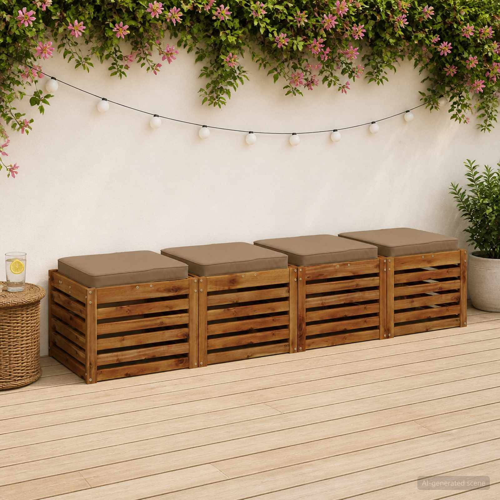vidaXL 4-delade Sittdynor VUGHT 4 st 100% Polyester Taupe