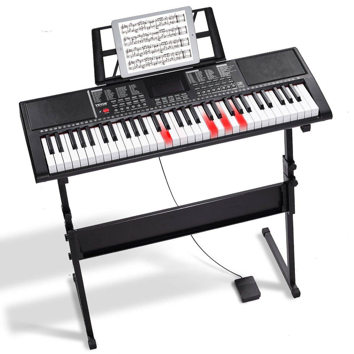 61-tangenters digitalt keyboardpiano, elektriskt, portabelt med justerbart stativ