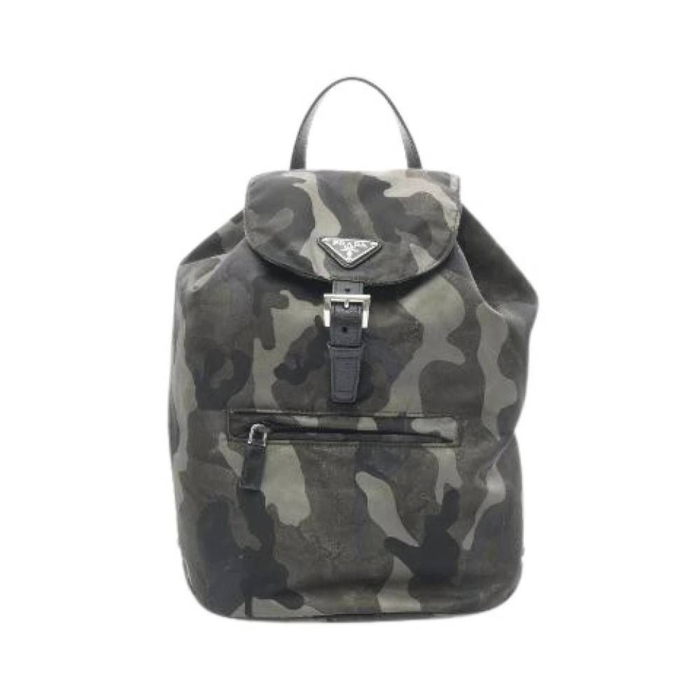 Prada Vintage Pre-owned Nylon Saffiano Leather Backpack - Vintage - Herre - Grøn - ONE SIZE - Nylon