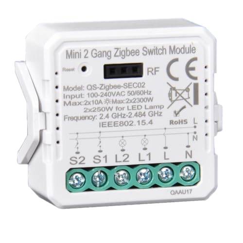 Yueyang zigbee smart switch smart trådlös omkopplare Alexa-modul fjärrkontroll och relä Smart liv/tuya kontroll kompatibel med alexa 2gang, Tuya HUB ZIGBEE krävs (ZBSEC02)