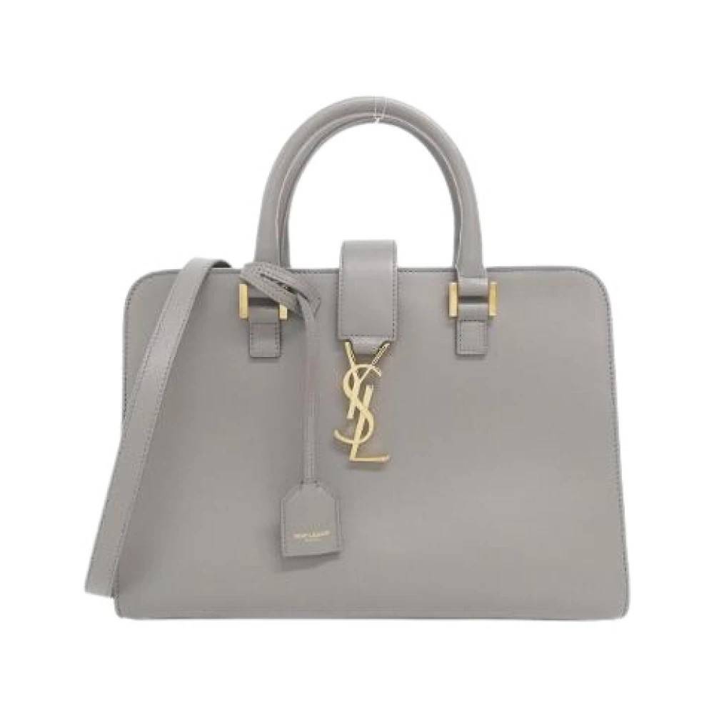 Yves Saint Laurent Vintage Pre-owned Cabas Monogram Calf Handbag - Vintage - Dame - Grå - ONE SIZE - Uld