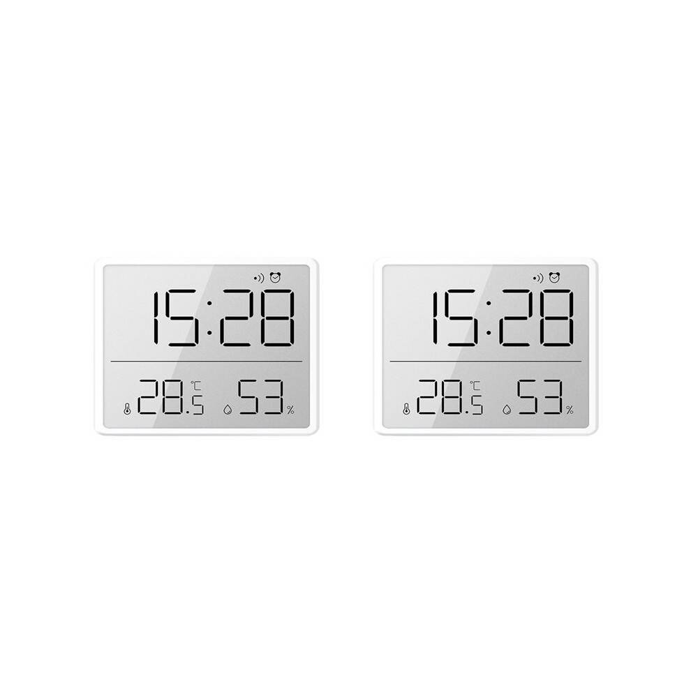 2X Digital Hygrometer Thermometer with Clock Humidity Monitor Timer Alarm for Home Office Baby Room White