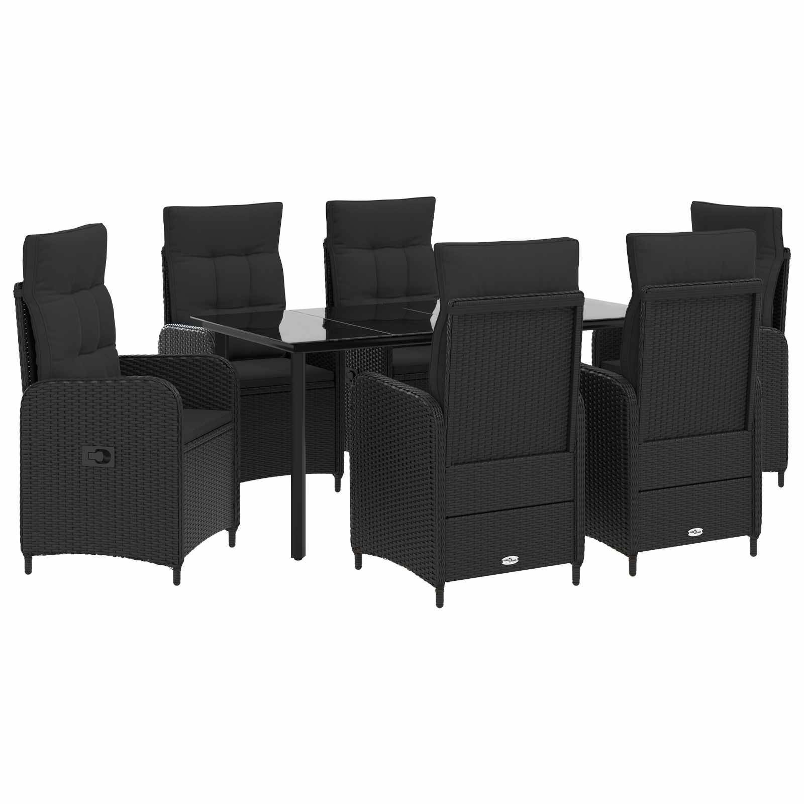 vidaXL Sofa Bord Sæt 7 stk. PE rattan og pulverlakeret stål
