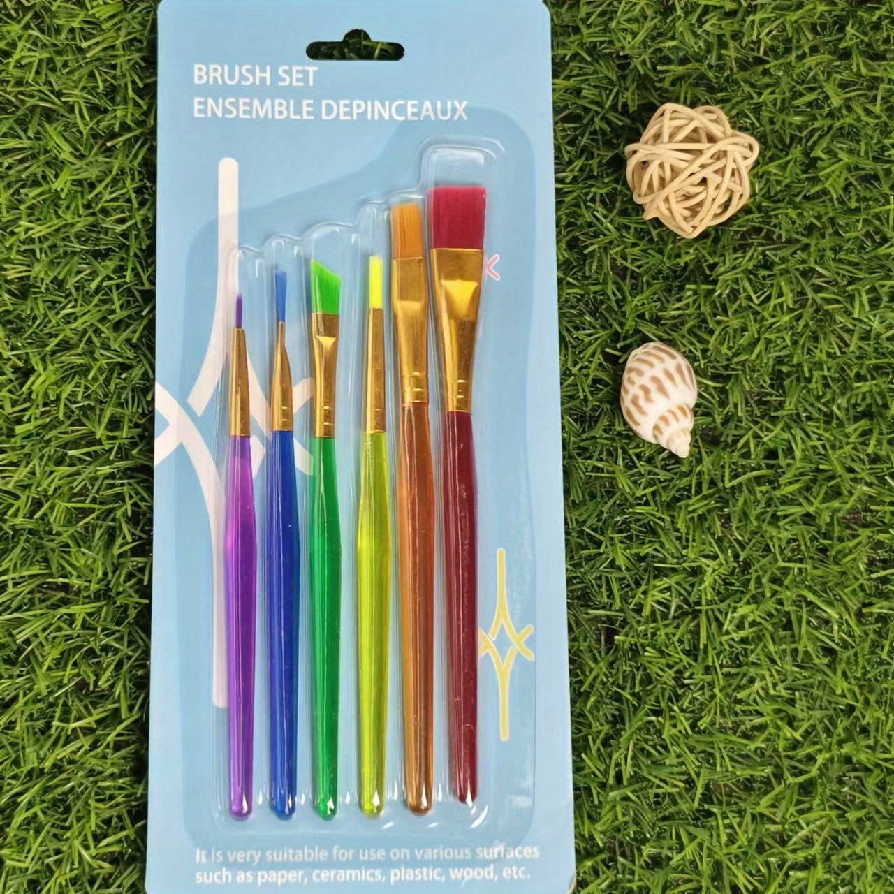 6-color Plastic Oil Painting Brush Set - Washable, Durable Art Supplies