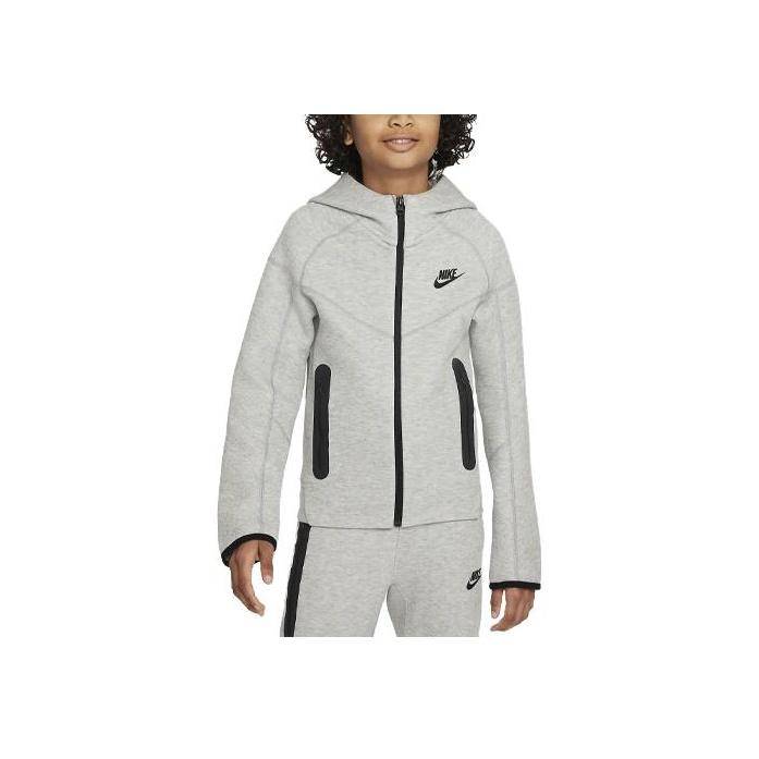 Nike Sportswear Tech Fleece Tröja med dragkedja och logotryck Barn Huvtröjor Ljusgrå FD3285063 cm white