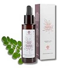 RedMoringa Skäggolja för män återfuktar och ger näring åt skägg och hud - 99 % naturlig - med Moringa, Argan, Jojoba och Macadamia Oil - 30 ml - tillverkad i Italien