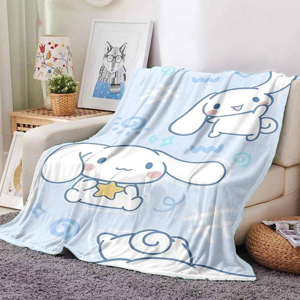 1 st Cinnamoroll Namntäcke Lätt Flanellpläd för Soffa Säng Resa Camping Vardagsrum Kontor Soffa Stol white