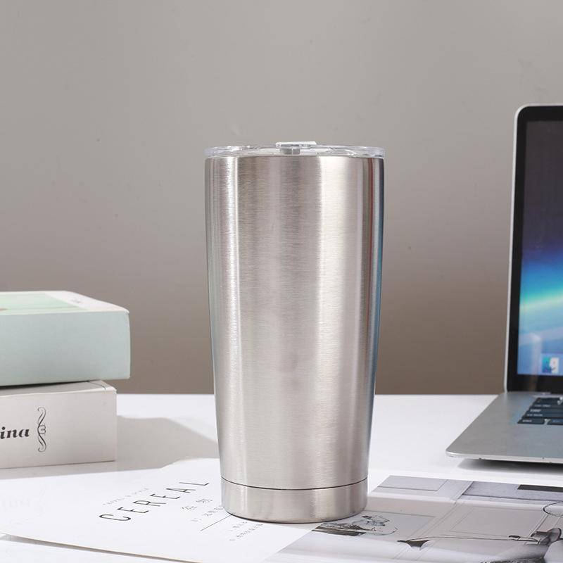 Stainless Steel Car Mug Vacuum European and American Car Mug Large Capacity Ice Mug Beer Mug Portable Thermos Mug. 20oz grå