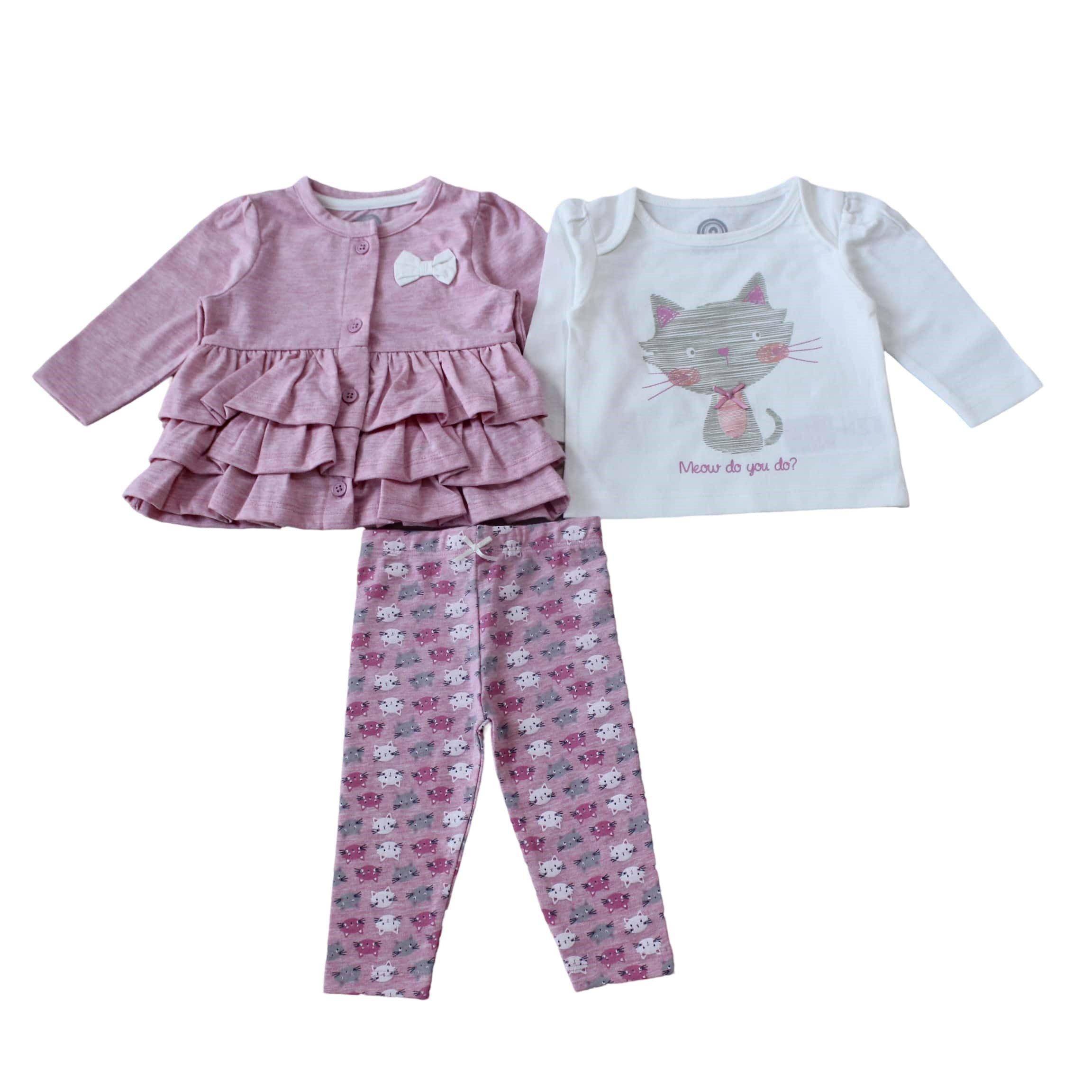 Hello World Toddler Girls 3-Piece Outfit Set
