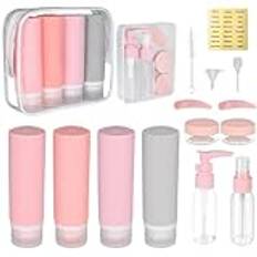 YoHyien 16 Stycken Silikonresorflaskor för Toalettartiklar 100 ml, Påfyllningsbara Reseflaskor Set, Läckagesäkra Squeezable Vätskebehållare, BPA-fria Resestorleksaccessoarer för Schampo och Balsam
