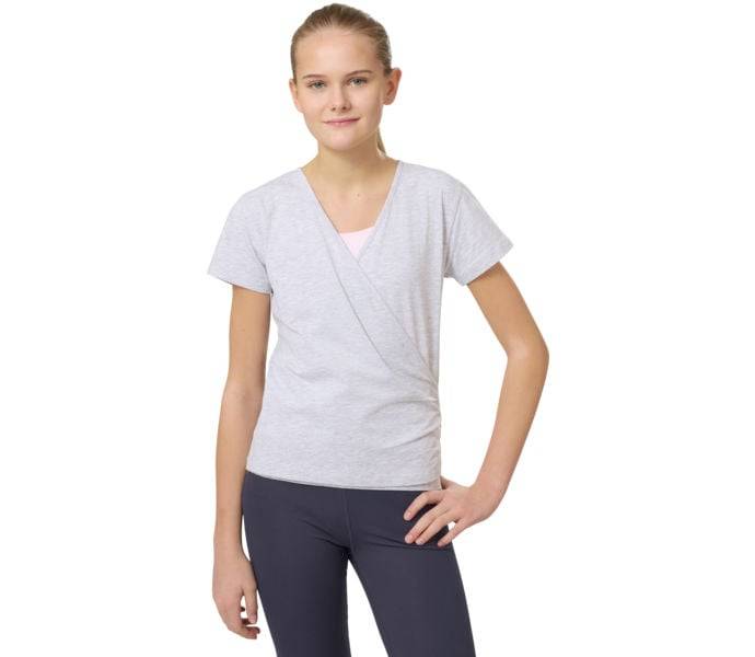 Emily Wrap JR topp, GREY MEL, Barn, 146-152