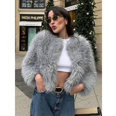 Eco-friendly Fur Coat Front Buttons Warm Winter Women Jacket