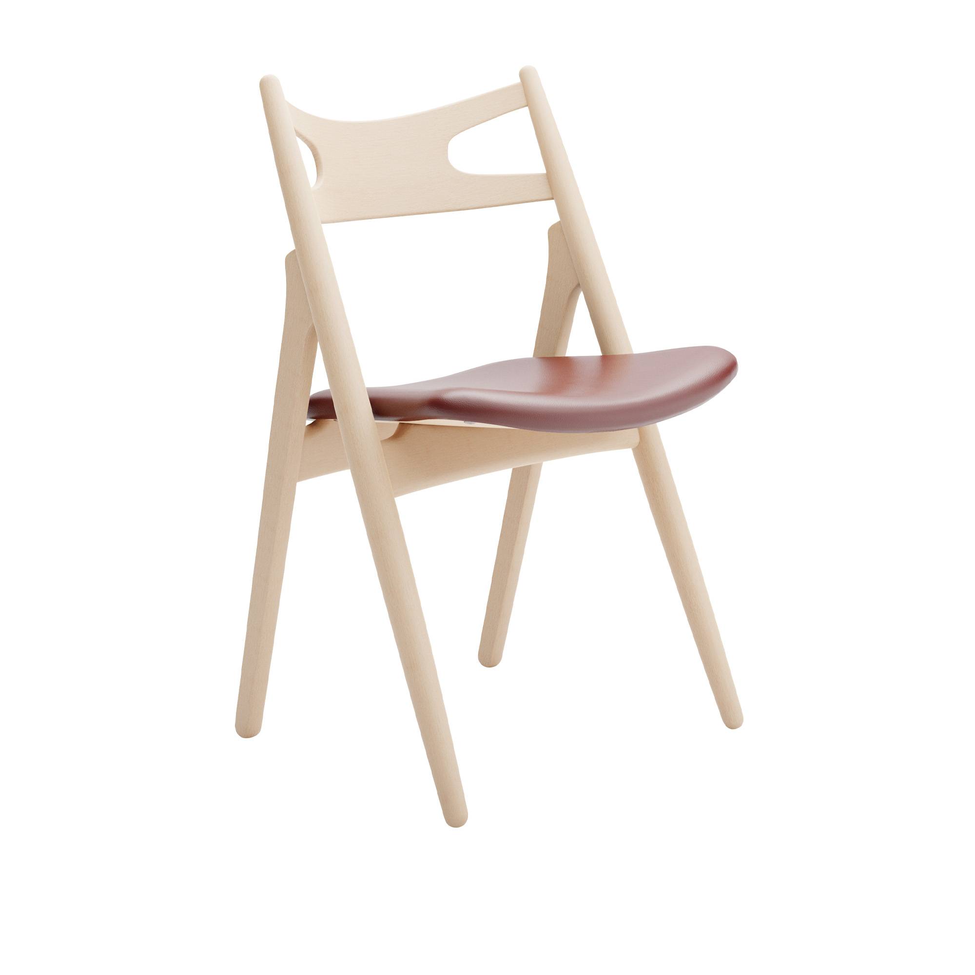 Carl Hansen - CH29P Sawbuck Chair, Tvålad Bok, Lädergrupp B Thor - 332 - Spisebordsstole - Hans J. Wegner - Træ farvet - Læder/Træ