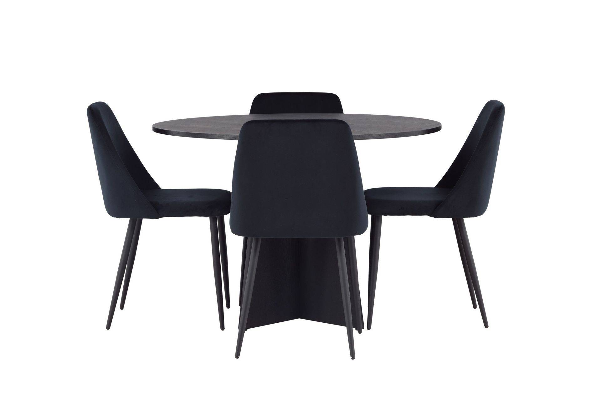 Venture Home Bootcut Matgrupp 110 cm Rund med 4 Night stolar - Svart Matgrupper Träfaner