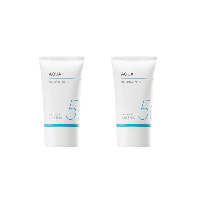 [DEAL]MISSHA All-Around Safe Block Aqua Sun SPF50+ PA++++ (New version of All-Around Safe Block Aqua Sun Gel ) - 50ml (2ea) Set - black