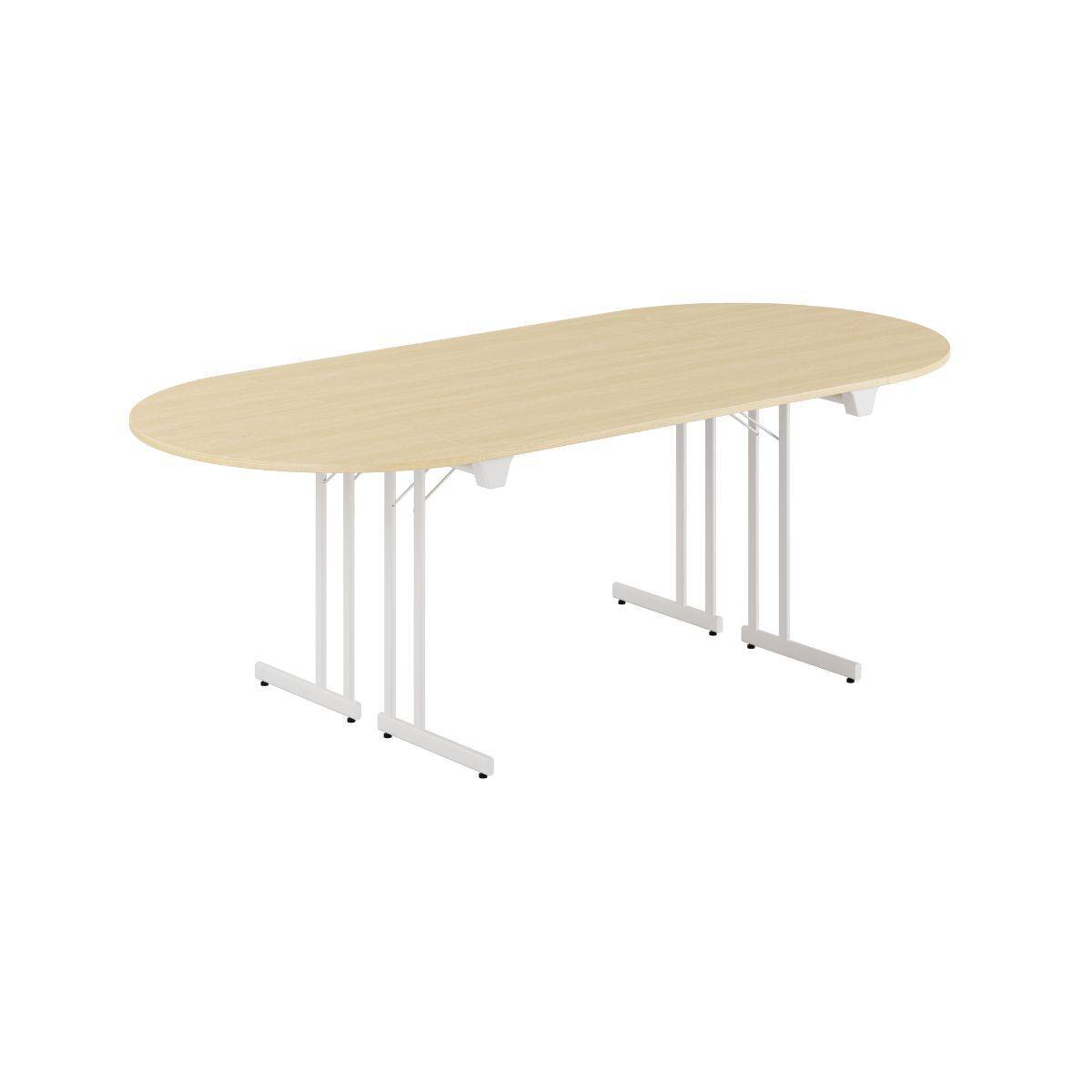 Konferencebord - 220x100cm - Sammenklappeligt bord - Birk-hvid.