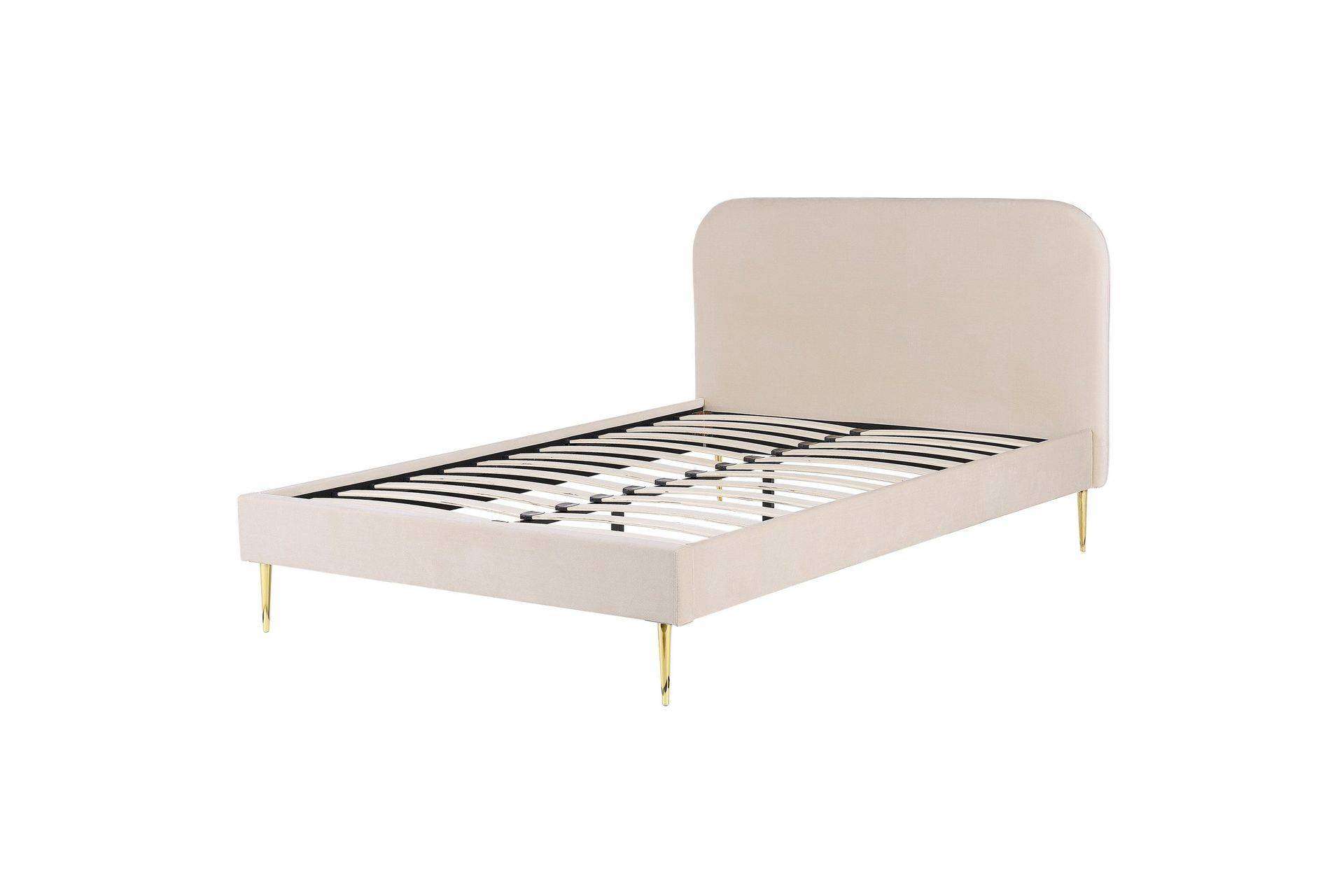 Dubbelsäng av sammet 140 x 200 Beige FLAYAT - Sängram & sängstomme