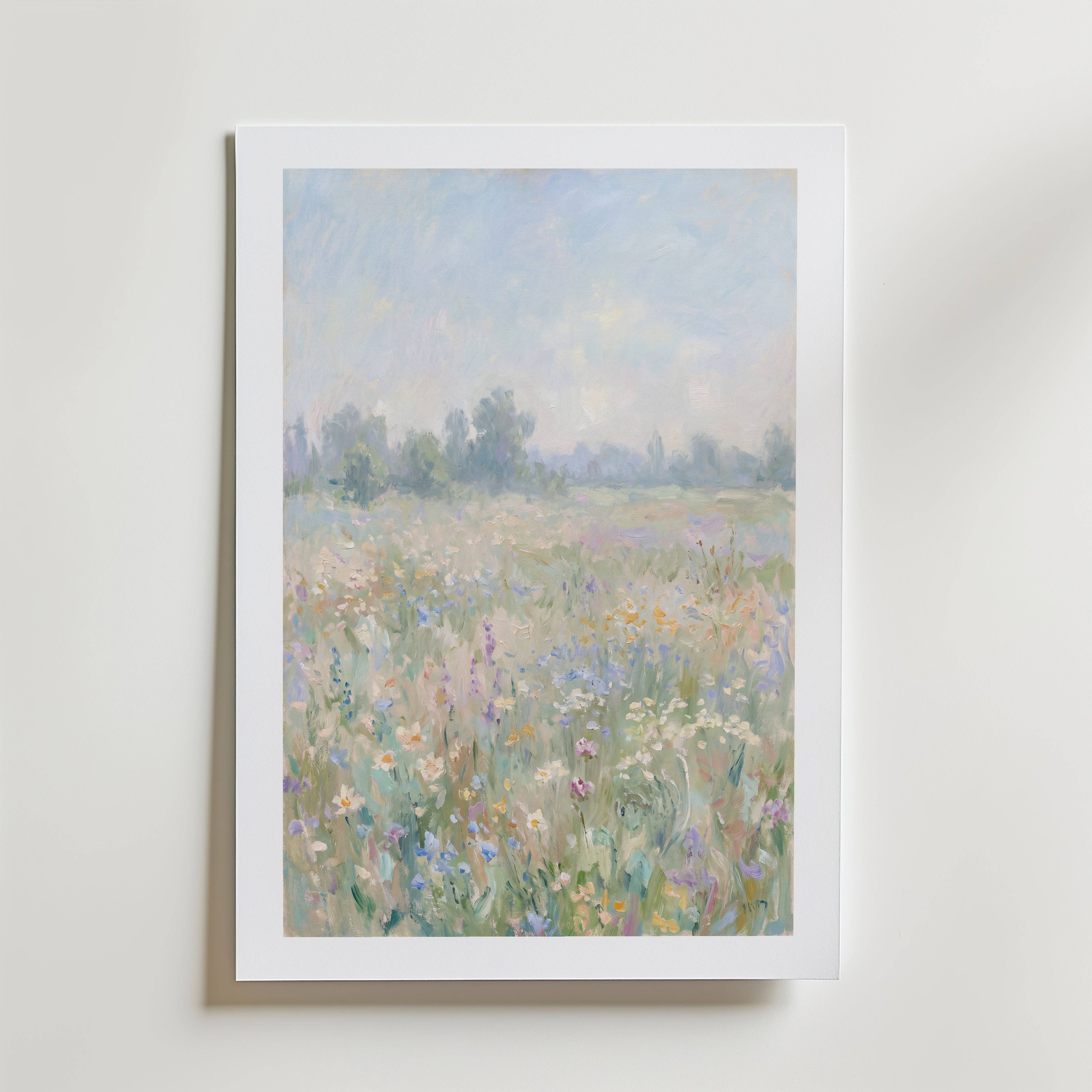Summer Light Meadow Poster - Fine Art Poster 50x70 cm Med passepartout
