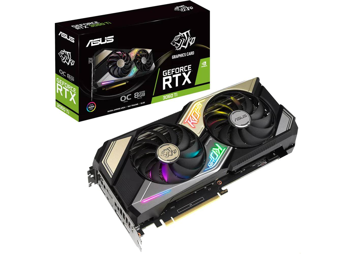 NVIDIA ASUS KO GeForce RTX 3060 Ti V2 8G OC LHR Graphics Card (KO-RTX3060TI-O8G-V2-GAMING) Black - One Size (One Size)