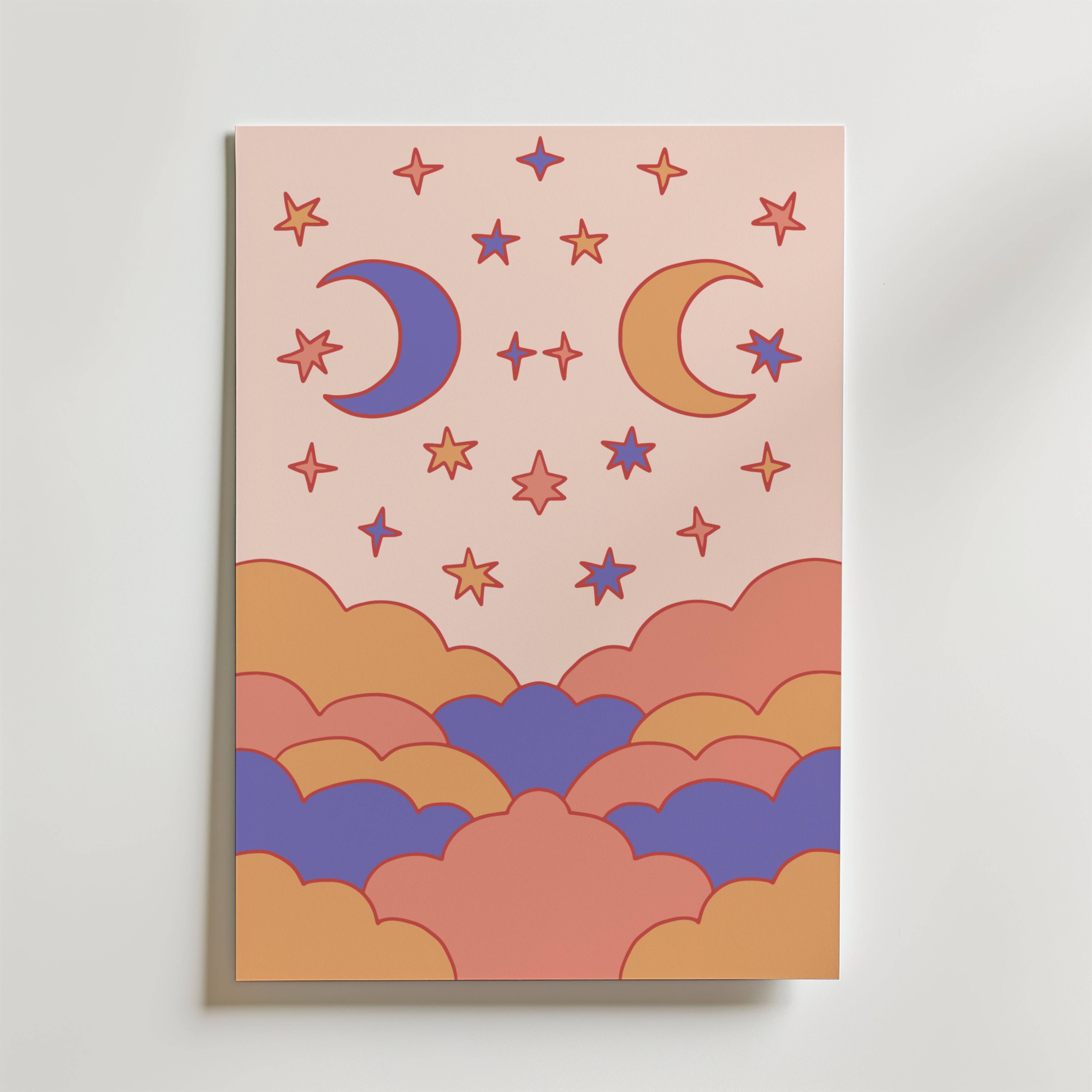 Moon & Magic Skies Poster - Fine Art Poster 70x100 cm