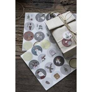 Ark m. 24 julekalender klistermærker <br><br>