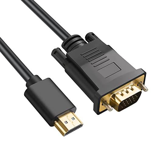 Omivine 1,8M HDMI auf VGA kabel, 1080P HDMI (Ein) auf VGA (Aus) Einwegübertragung Kable kompatibel mit Raspberry Pi, Roku, Computer, Desktop, Laptop, PC, Monitor, Projektor, HDTV-1,8M