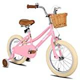 Joystar 20-tums barncykel för 7–10-åriga flickor, med ställ och korg, rosa