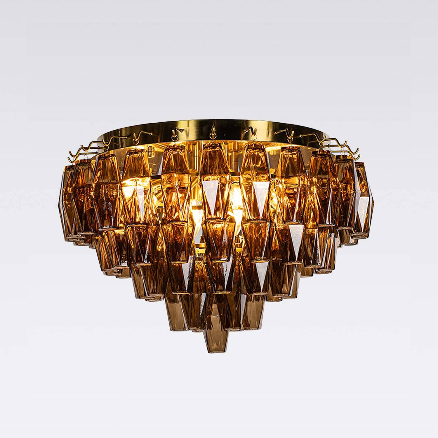 Kristallplafond Ø63xH48cm Mässing/Cognac - Catania | Taklampa | Kristallkrona | Vesani