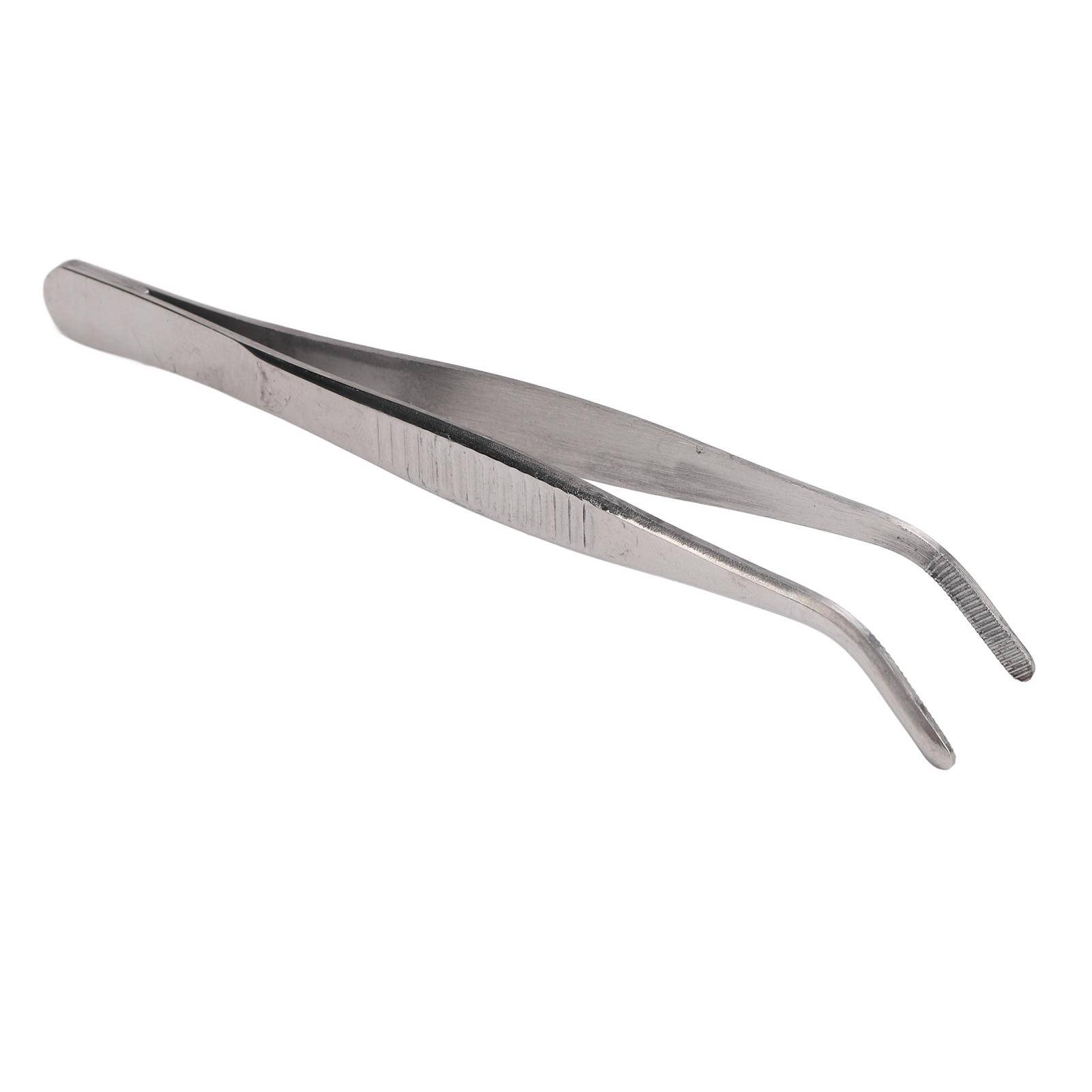 Typ Pincett Hög Noggrannhet Rostfritt Stål Tandad Kant Portabel Pincett 12,5 cm Böjd Rund