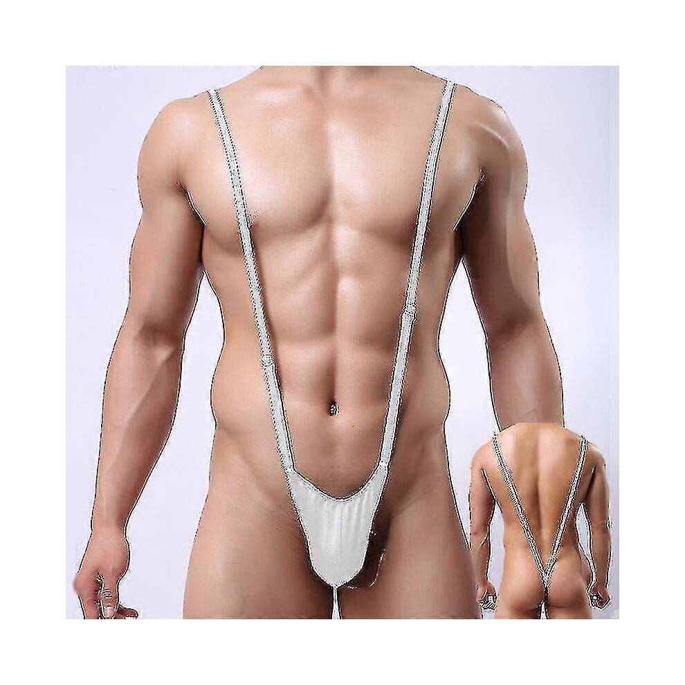 (White 02) Borat,mankini For Men, Men"s Thong Mankini V Sling Straps Costume Underwear