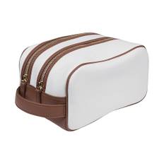 Eleventy, Taske, Herre, Hvid, ONE SIZE, Bomuld, Cotton and Leather Beauty Bag