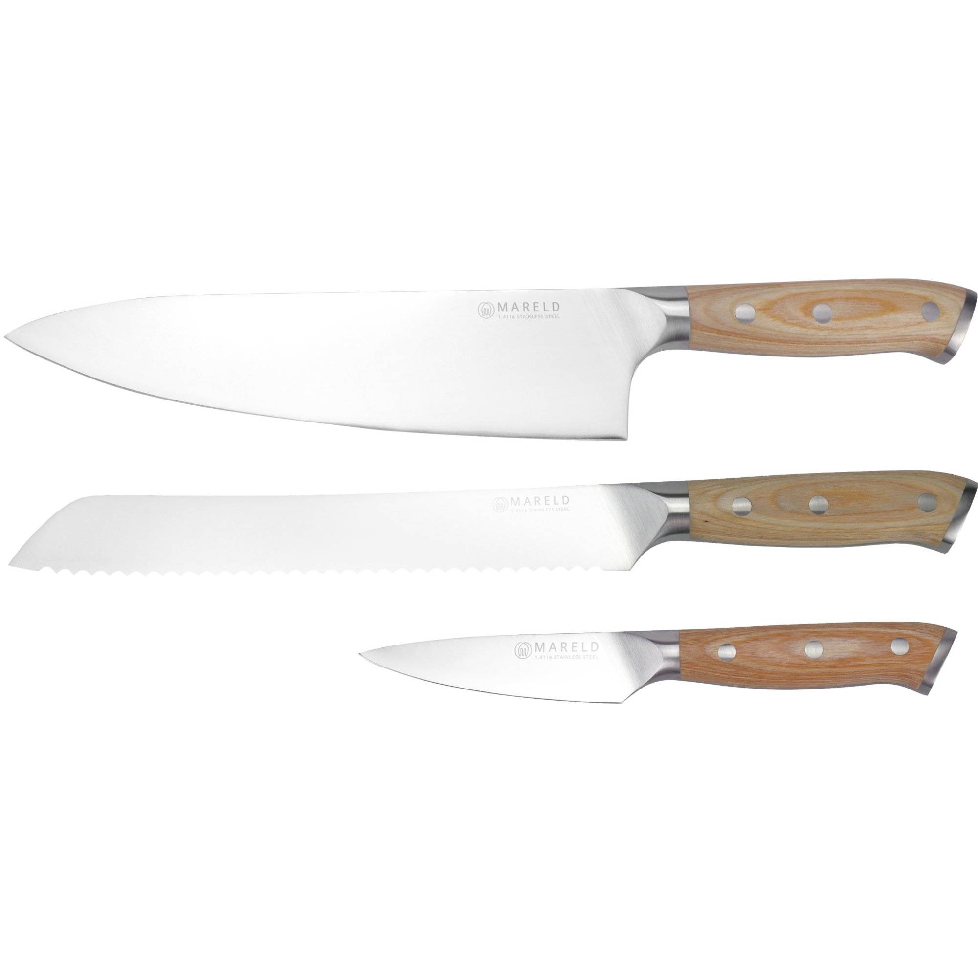 Mareld Knivset, 3 delar - Ljust pakkaträ