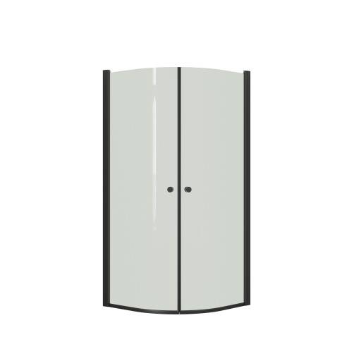 Dansani Match buet brusedør, model E+E, 72x72 cm, klart glas, sort profil
